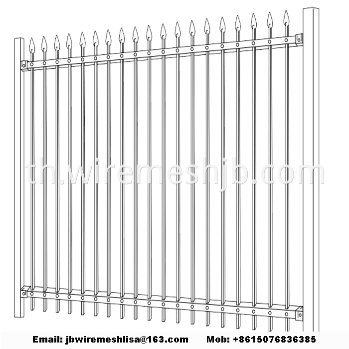 Black Zinc Steel Wrought Iron Fence